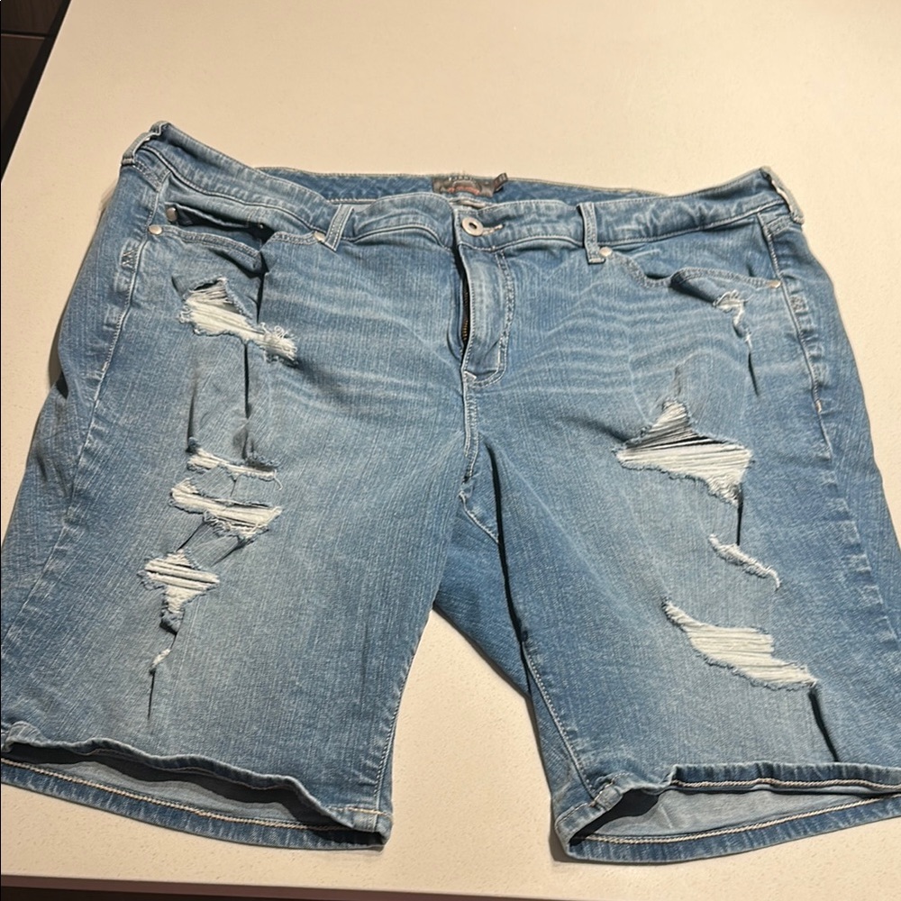 Torrid Light Blue Distressed Denim Shorts